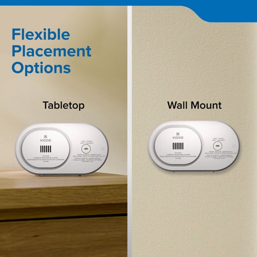 Flexible placement options: tabletop or wall mount the device