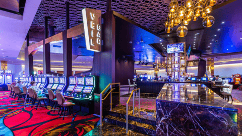 Gaming floor at Eldorado Scioto Downs featuring the Veil Bar