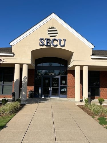 Outside view of the State Employees' Credit Union Raleigh-Wakefield branch