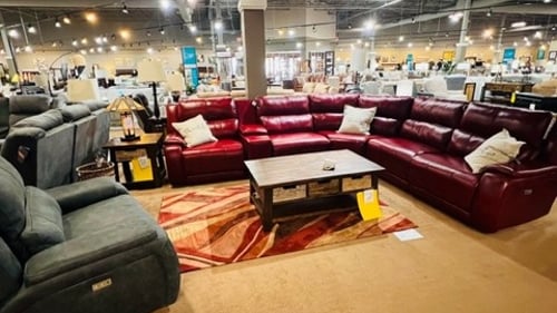 Slumberland Furniture Store in Wausau,  WI - Red Leather sectional