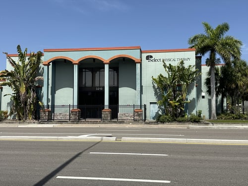 Outside front of building