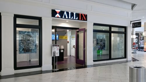 All In Adventures Storefront located at Holyoke Mall in Holyoke, MA with multiple escape room themes that are perfect for all ages.