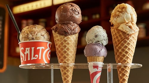 Center Strip Salt & Straw Ice Cream Shop at Flamingo Las Vegas next to Gordon Ramsay Burger by the LINQ Promenade