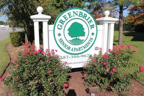 Entrance sign at Greenbrier Seniors Apartments in Chesapeake, VA