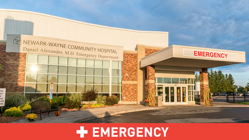 Exterior image of the Emergency Department at Rochester Regional Health Newark-Wayne Community Hospital