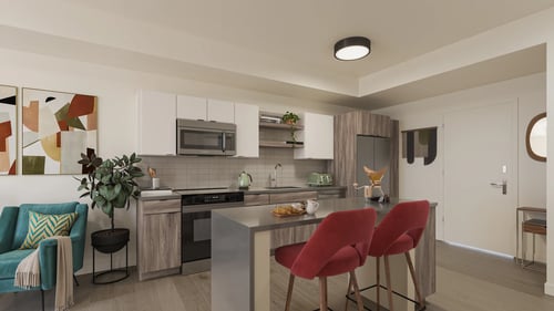 Kitchen at Kinline Apartments in Beaverton, OR 97003