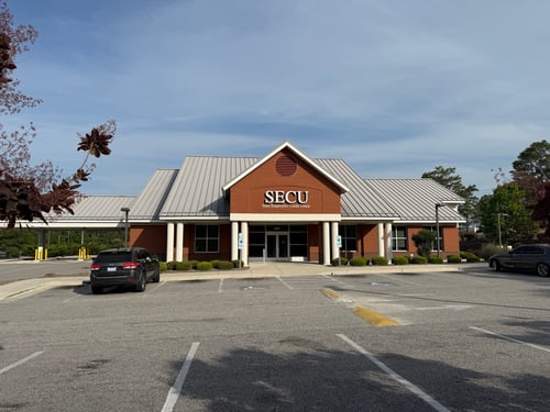 Outside view of the State Employees' Credit Union Hamlet branch