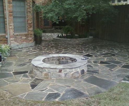 Patio with Firepit Stonework Concrete Masonry Project - McFall Masonry - Texas