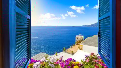 View of the Amalfi Coast near Sorrento, Italy