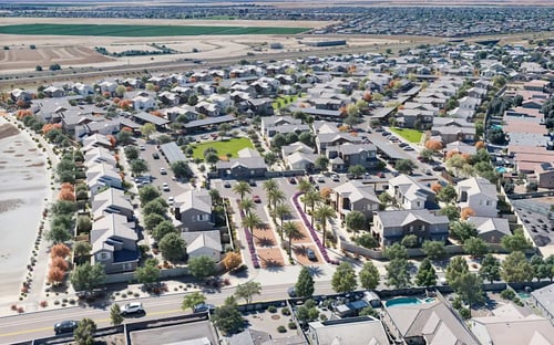 Aerial view at Saddleback Village at Stonegate Townhomes, Maricopa