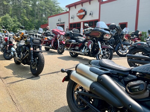 Harley-Davidson of Rochester storefront exterior with Motorcycles parked in front