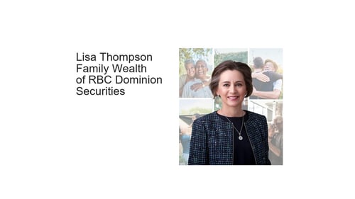 Lisa Thompson with a collage of multigenerational families behind her