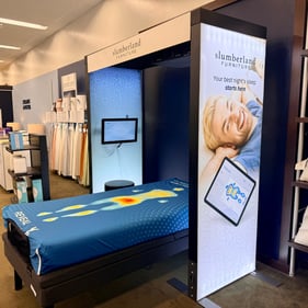 Experience personalized mattress shopping with our pressure-mapping system at Slumberland Furniture Burlington in Burlington, Iowa. The technology creates a visual pressure map while you lie on the mattress, helping identify areas of higher pressure and showing how your body interacts with the sleep surface. Our sleep experts use this information along with your comfort preferences and sleeping position to help you compare mattresses with different feels and levels of support. Instead of simply guessing which mattress feels right for a few minutes, pressure mapping provides another useful tool for finding a mattress suited to your individual sleep needs. Visit our Burlington mattress showroom to experience pressure mapping and compare mattress options in person.