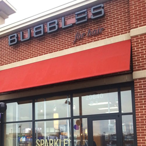 Picture from out front of the Bubbles Salon