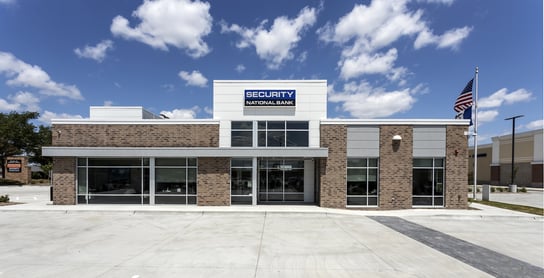 Exterior of Security National Bank of Iowa branch in West Des Moines, IA.