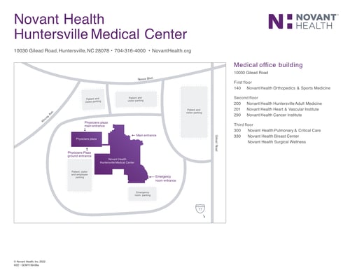 Campus map of Novant Health Huntersville Medical Center