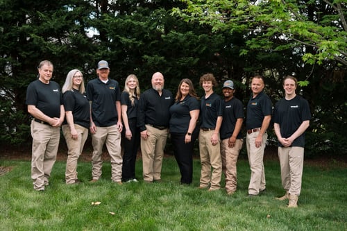 A photo of Restoration 1 of Charlottesville's 10 person team, including the Owner, Chris Connell.
