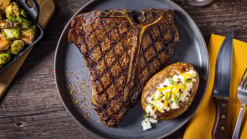 Silver Star Porterhouse with baked potato from Saltgrass Steak House