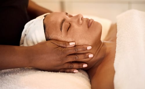 Women enjoying a Woodhouse Spa facial at Houston Galleria