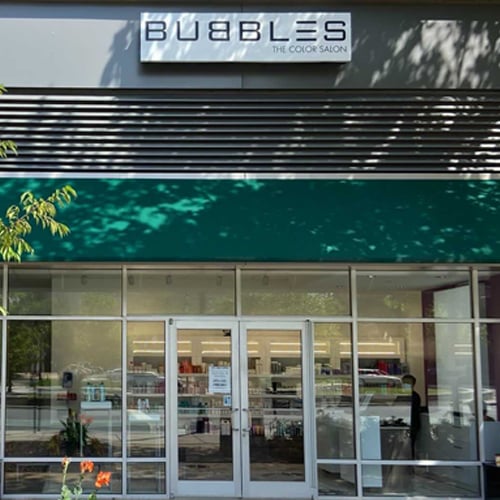 Picture from out front of the Bubbles Salon