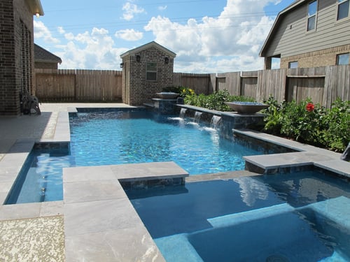 Magnolia TX custom pool, spa, and waterfall