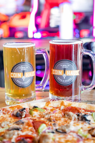 Beer and pizza at Coin Haus in La Mesa