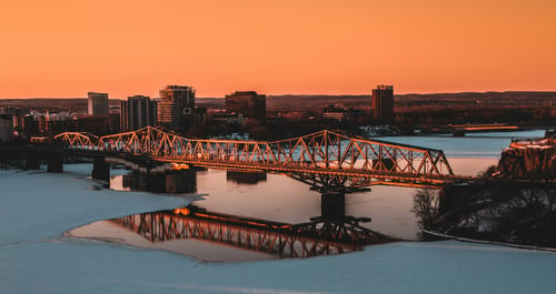 ottawa at sunrise, bridge to gatineau.