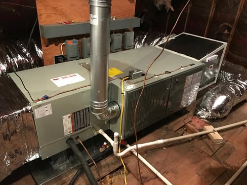 Furnace installation in attic