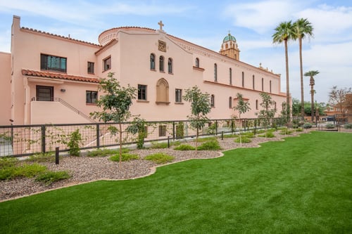Building Exterior at The Benedictine Apartments in Tucson, AZ 85716