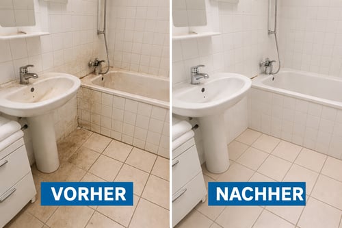 Badreinigung vorher/nachher: Atlas Clean GmbH - Facility Management, Reinigung, Endbaureinigung, Umzugsreinigung, Fensterreinigung, Gebäudereinigung, 8052 Zürich-Seebach