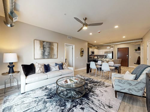 Open large living room wit dining area, Linc, Des Moines, Iowa