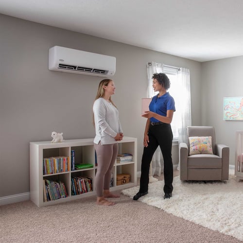 A Carrier dealer recaps ductless mini split installation with a homeowner