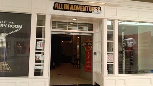 All In Adventures Escape Rooms Storefront located at Galleria Crystal Run in Middletown, NY with multiple escape room themes that are perfect for all ages.