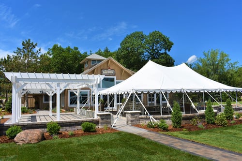 30x45 Canopy on the patio at The Boat House, Quarter Deck Resort.