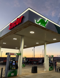 Sinclair gas station fueling island