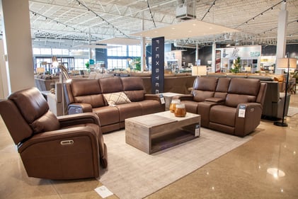 Bloomington Slumberland Furniture Flexsteel leather reclining sets