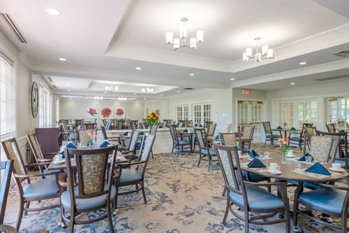 Common dining room at senior living facility