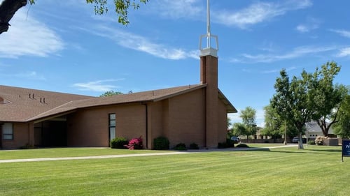 Southeast street view of Church building