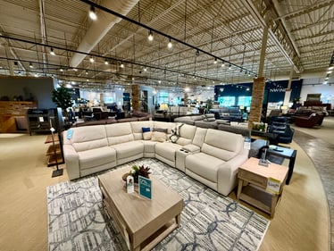 Leather power recloning sectional at Slumberland Furniture Champaign.