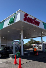 Sinclair gas station fueling island