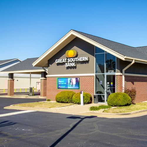 Outside of Great Southern Bank building.