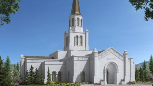 An artistic rendering of the Coeur d'Alene Idaho Temple of The Church of Jesus Christ of Latter-day Saints