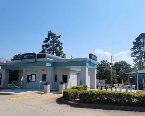 Storefront of the Caribou Coffee at 3050 Washington Road in Augusta