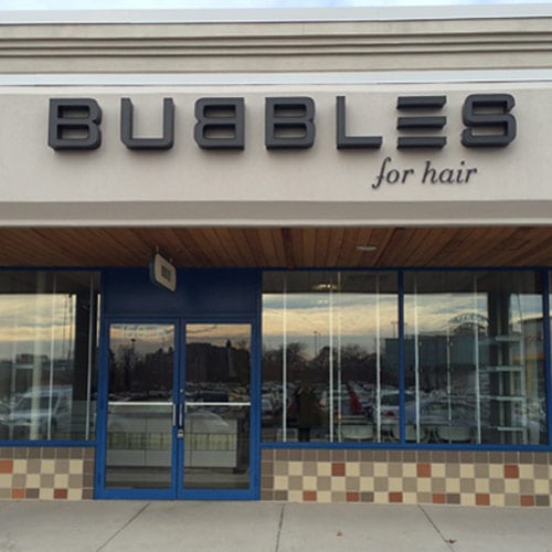 Picture from out front of the Bubbles Salon