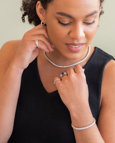 Diamond tennis bracelet and diamond tennis necklace