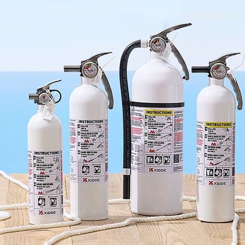 Four of the Marine fire extinguishers.