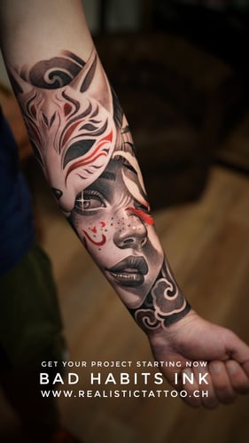Tattoo Realism Black and Grey / Colour  - Japanese Style  - Forearm Project.