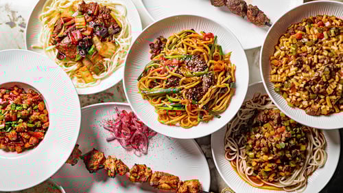 Hand-pulled noodles at Dolan Uyghur Restaurant Chantilly Virginia