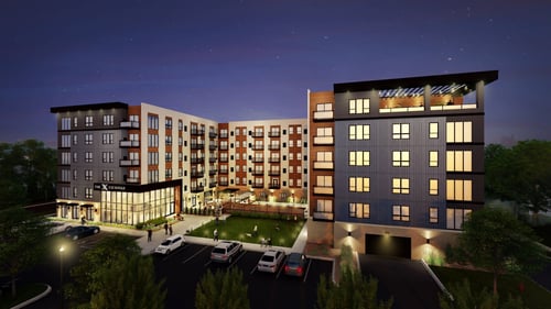 Exterior View at The Exchange Apartments in New Brighton, MN