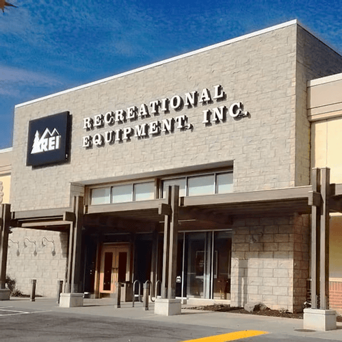 The front of the REI store in Columbia, Maryland